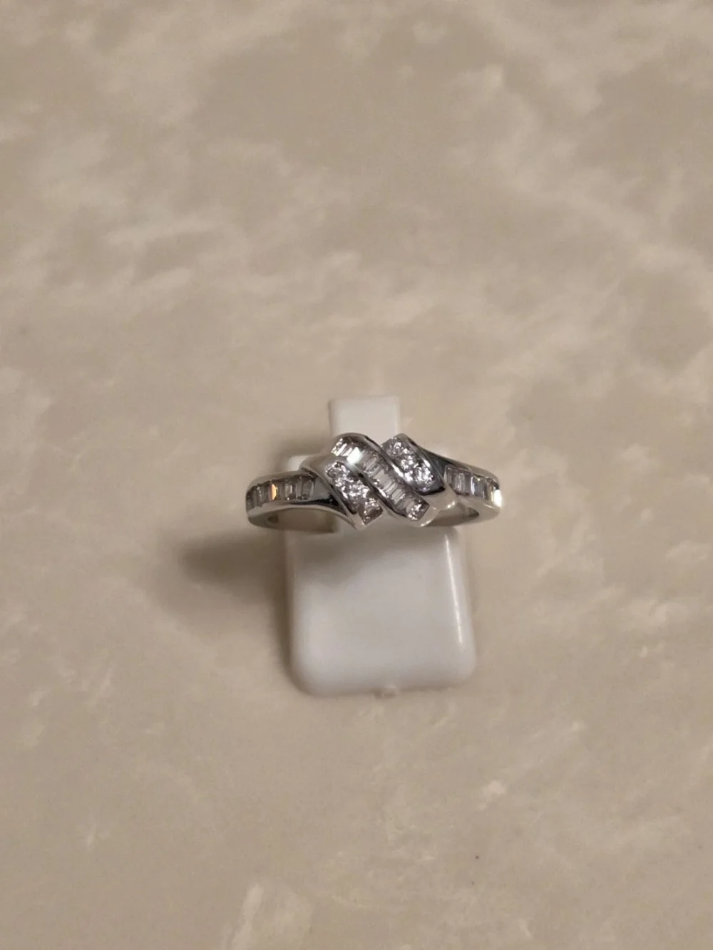 Silver Cubic Zirconia Twist Ring - Sizes 8 and 9